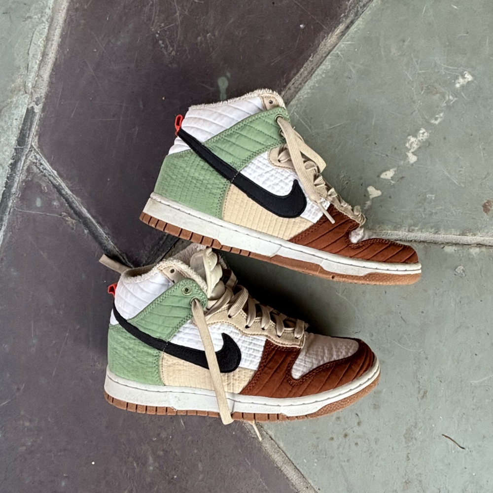 Nike White and Brown High-Top Sneakers